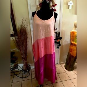 Spaghetti Strap Color Block Dress - Size L